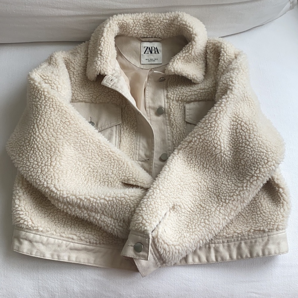 Cropped shearling jacket - Zara